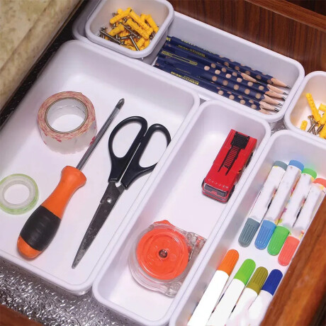 Set x14 contenedores organizadores diferentes tamaños Blanco