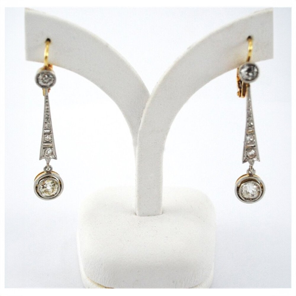 Caravanas Antiguas Oro 18K, Platino Y Brillantes Caravanas Antiguas Oro 18K, Platino Y Brillantes