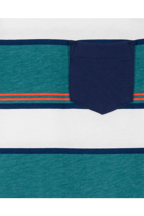 Remera de algodón, manga larga, diseño a rayas Sin color