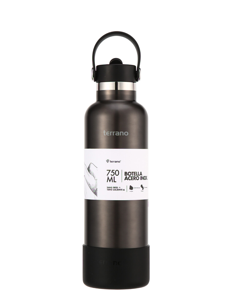 Botella Térmica con Pico 750mL. - Negro Metalizado 