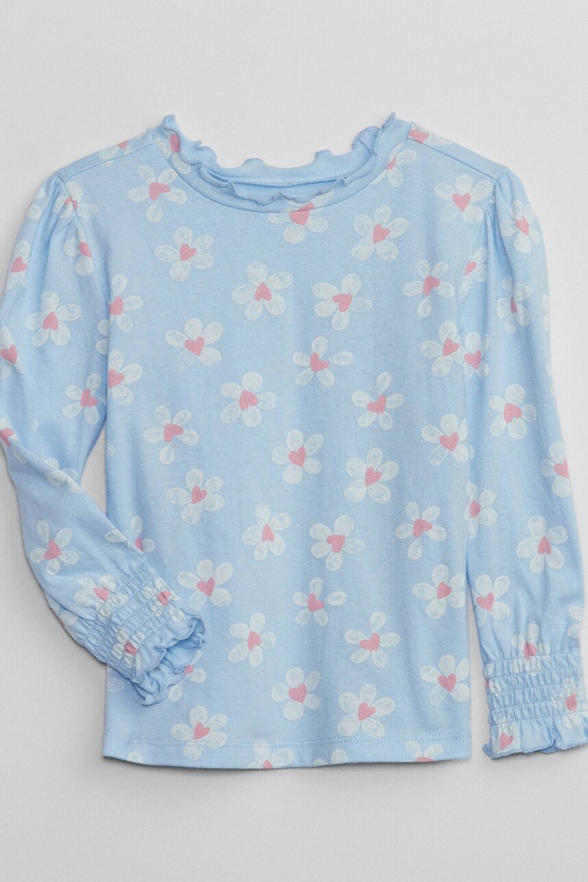 Remera Punto Smock En Puños Toddler Niña Light Blue Floral