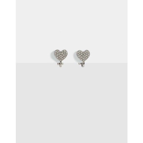 Aros Clip De Corazón Plateado