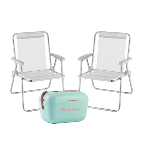 Set Playa Sillax2 110kg Alum Mor + Conservadora 20L PolarBox Blanco