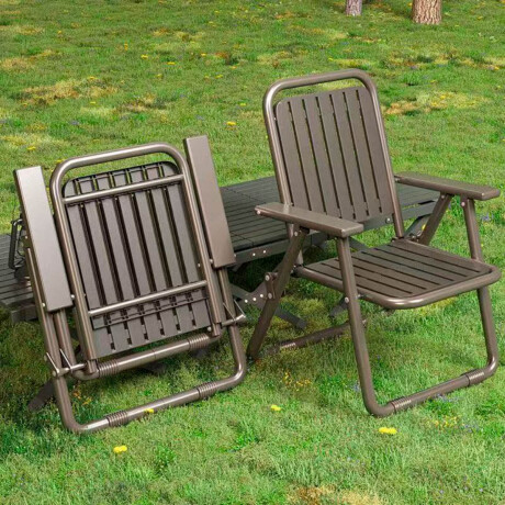 Set X4 Silla Plegable Metal Jardín Patio Exterior Marron