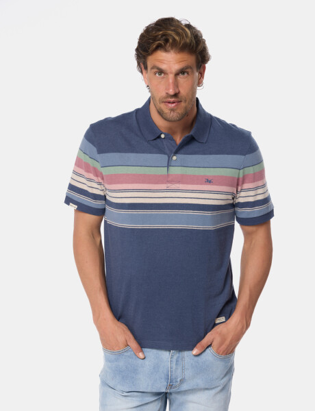 REMERA POLO RAYADA Azul