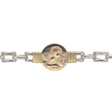 Pulsera de plata 925 y double en oro 18 ktes, ANGEL RAFAEL. Pulsera de plata 925 y double en oro 18 ktes, ANGEL RAFAEL.