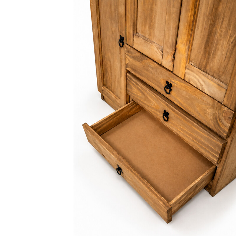 Ropero Madera Maciza 4 Puertas 3 Cajones Natural Ropero Madera Maciza 4 Puertas 3 Cajones Natural