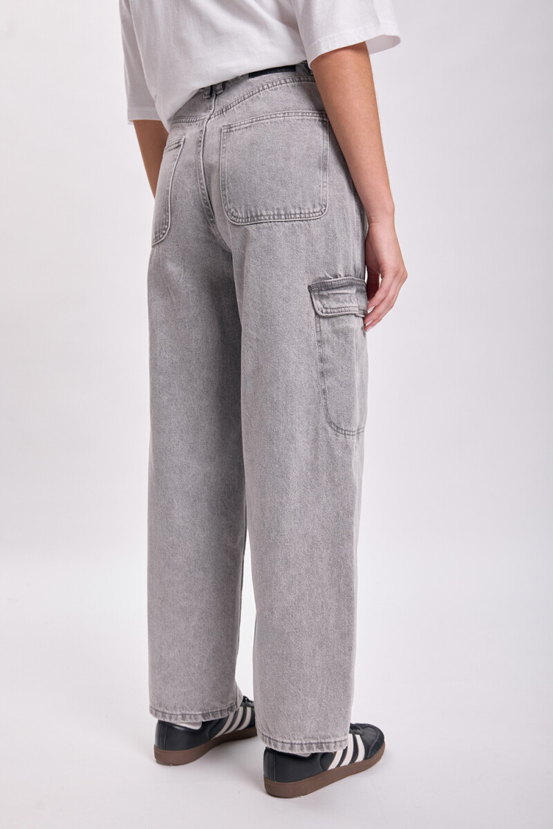 Pantalón jean cargo Gris