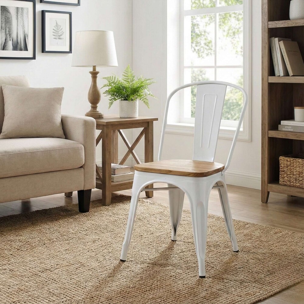Silla asiento de Madera Tolix Blanco