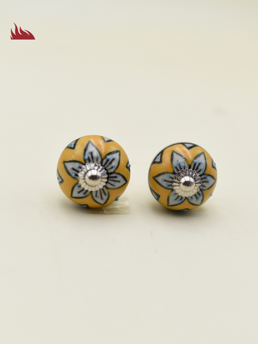 TIRADOR CERAMICA AMARILLO 6CM X2 - AMARILLO 