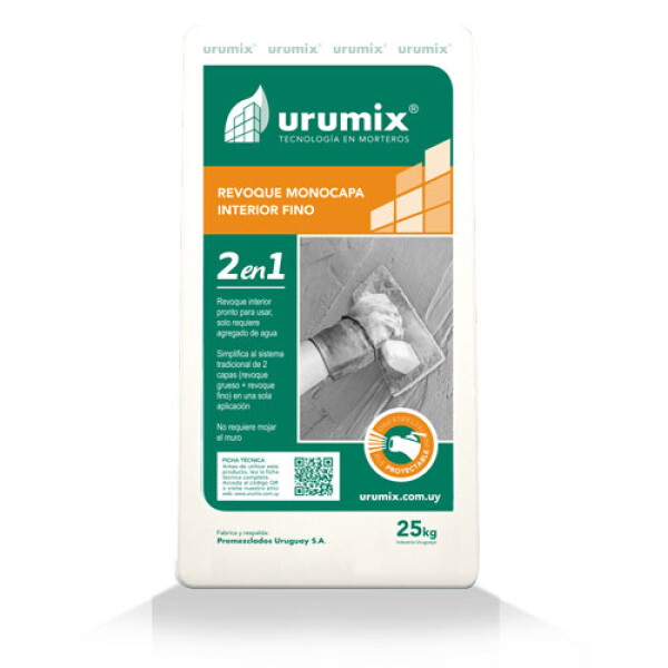 Revoque 2 En 1 Monocapa Interior 25kg - Urumix Revoque 2 En 1 Monocapa Interior 25kg - Urumix