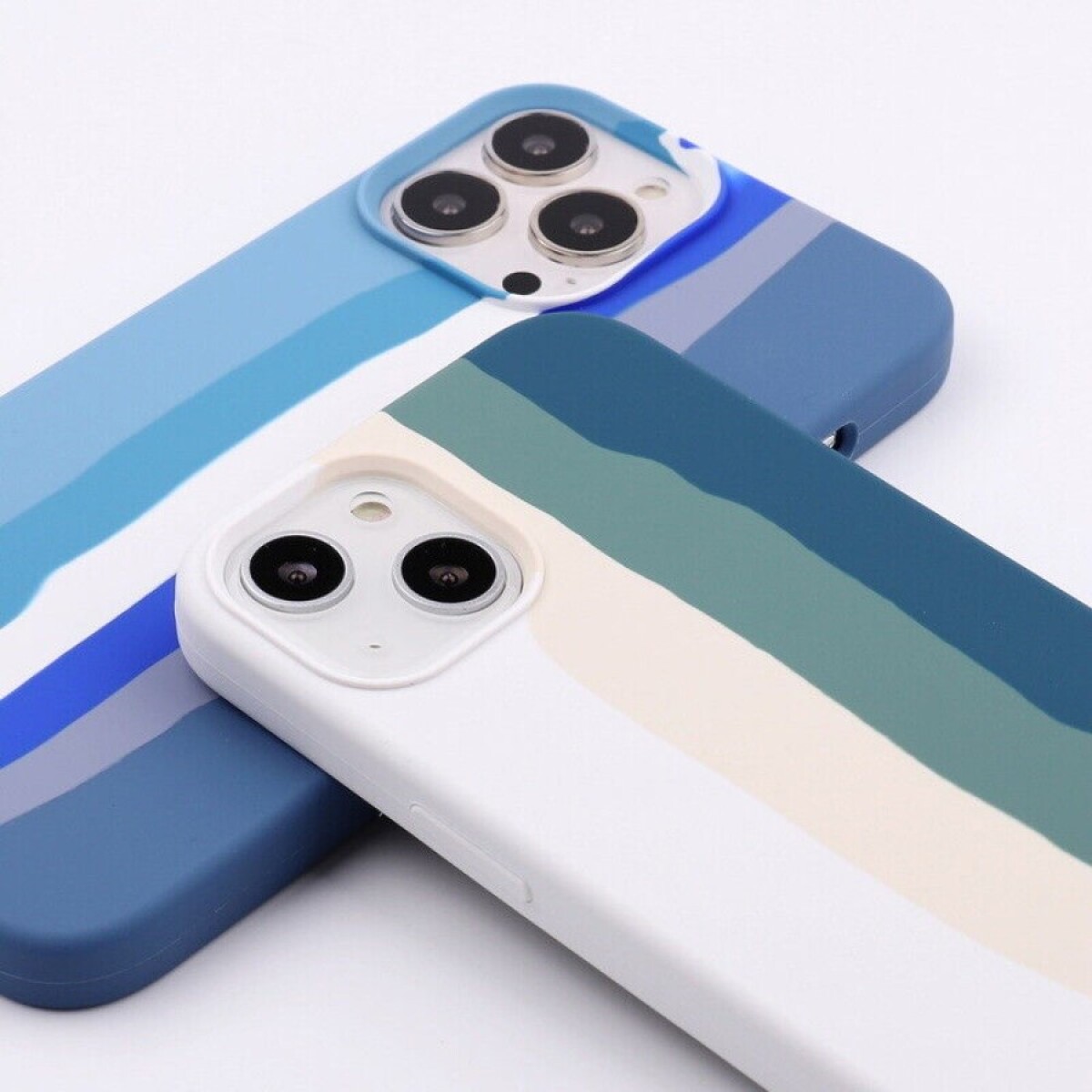 Protector case de silicona iphone 13 diseño arcoiris Blanco