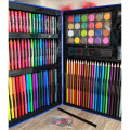 Valija 128 Piezas Marcadores Lápices Crayones Madera Azul