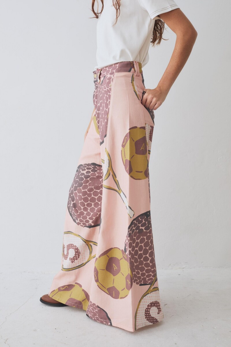 PANTALON WIDE XL PRINT TEAM Macros Rosa