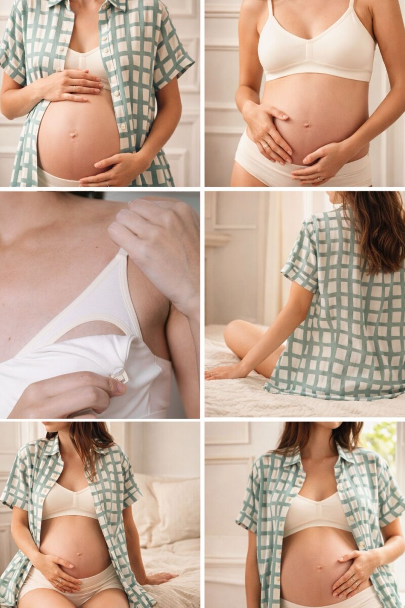 Camisa Maternal Pupa – Viscosa suave con bolsillos prácticos Estampa Verde