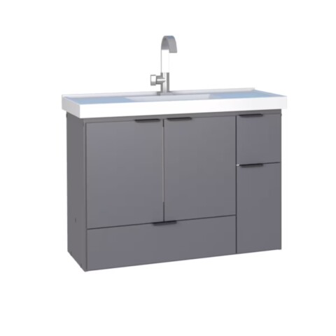 Mueble de baño suspendido Orquidea gris 80 cm con bacha de resina Mueble De Baño Suspendido Orquidea Gris 80 Cm Con Bacha De Resina