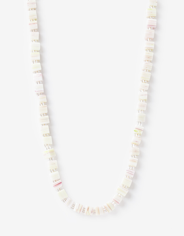 Collares Largos Color Collar Largo Cubitos Glass - Blanco Crema