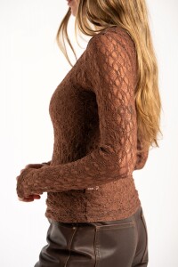 Remera Encaje Chocolate