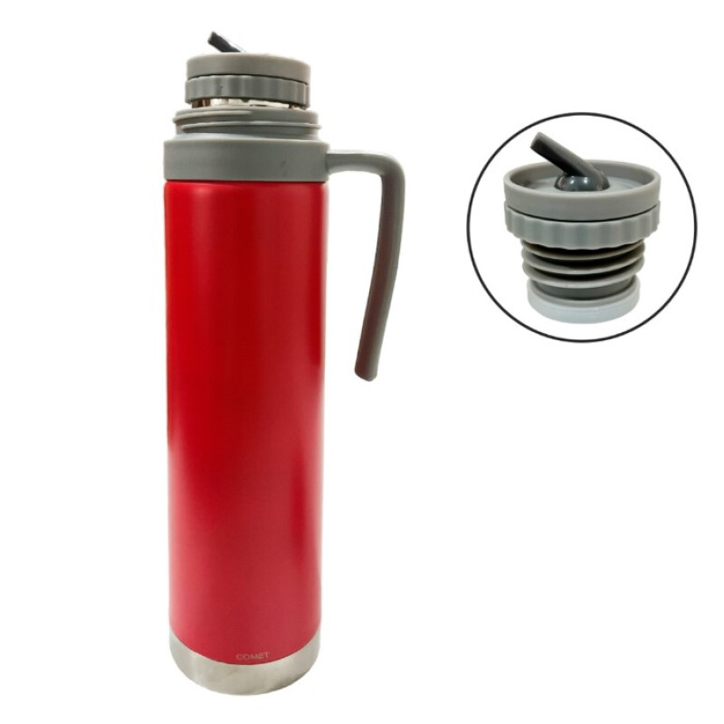 Termo Comet 750 ml Acero Inoxidable con Asa Fija y Pico Cebador Rojo