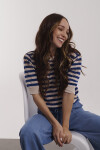 TOP TEJIDO OFELIA FRANJAS AZUL