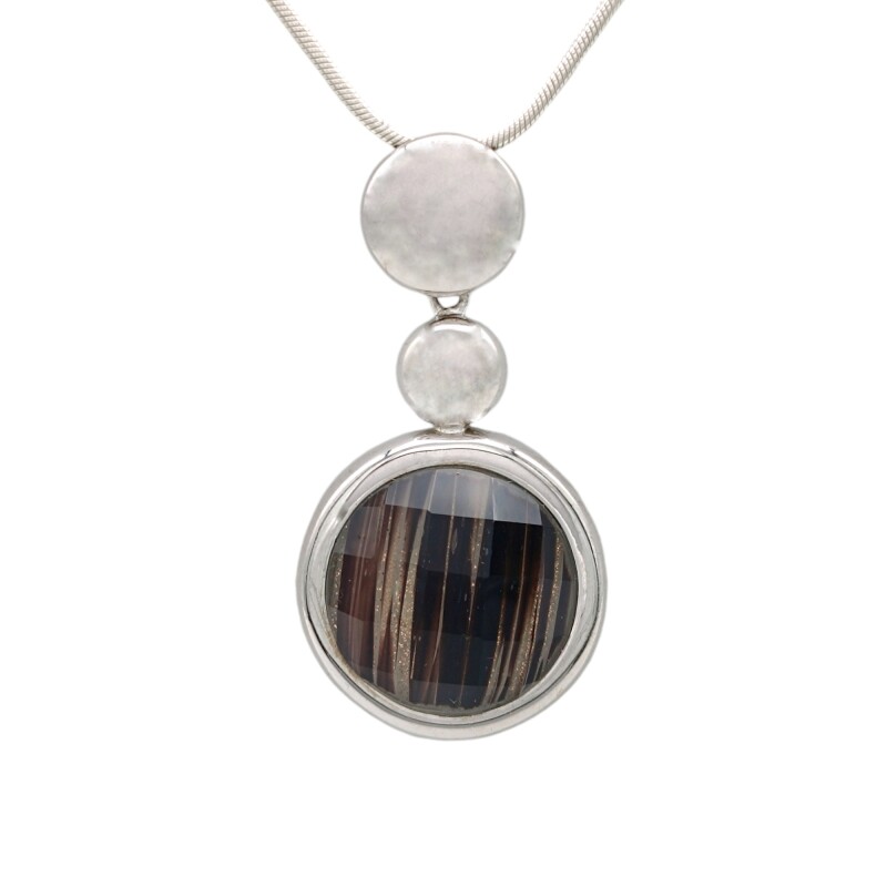 Dije Colgante Circulo-Plata 925-Cuarzo Rutilado-CP3822 Conpiedra