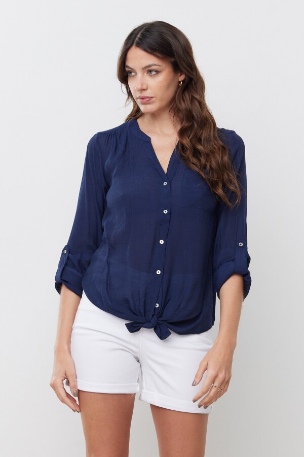 Blusa Nudo Botones AZUL