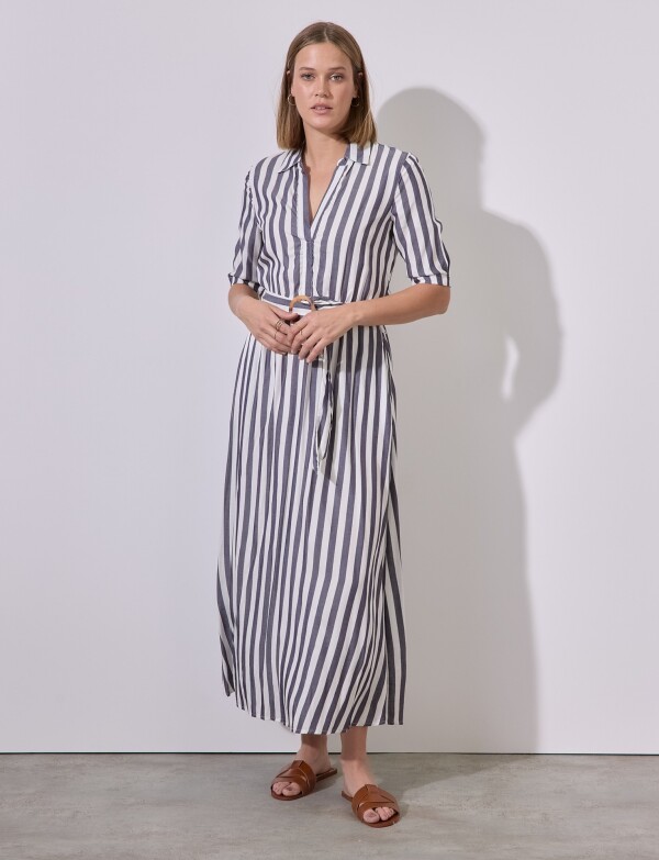 Vestido Maxi Stripes BLANCO/AZUL