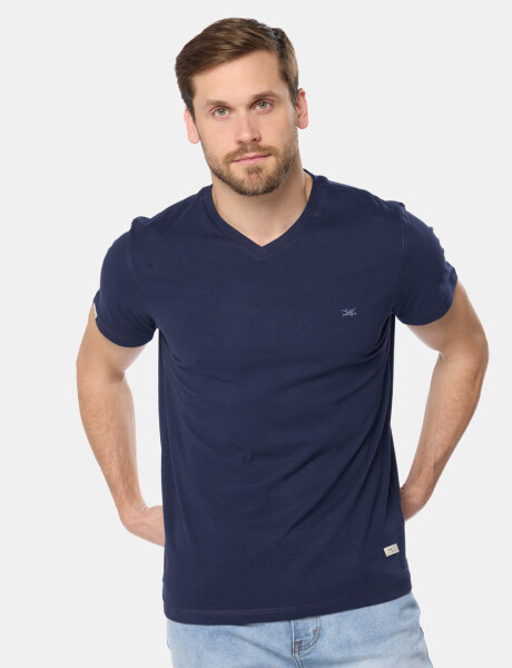 REMERA LISA ESCOTE V Azul