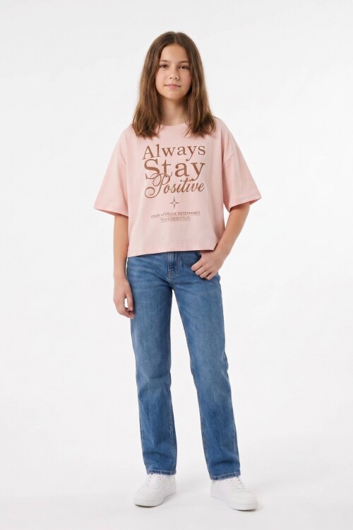 Remera m/c estampa Stay Positive SALMON
