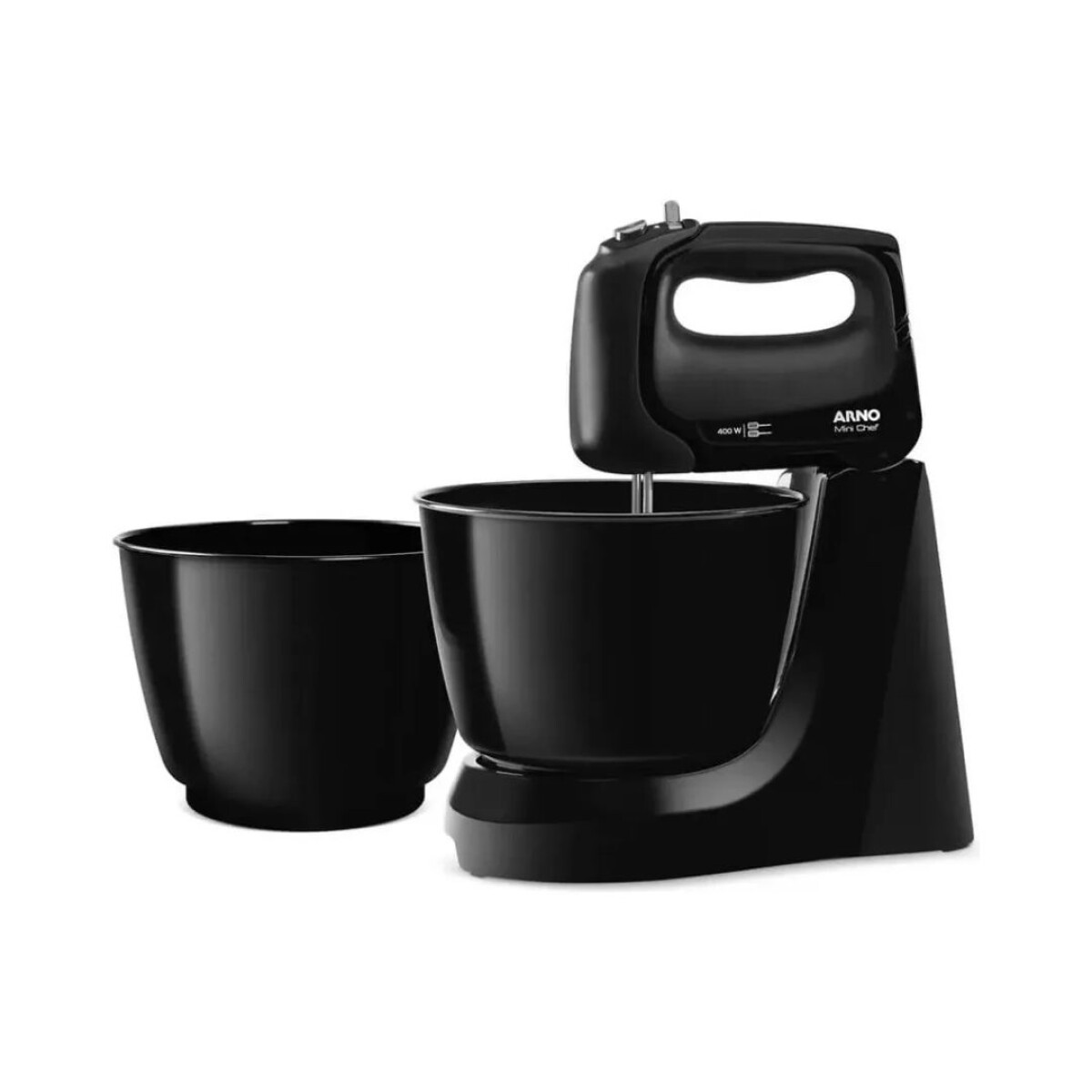 Mini Batidora Arno | 4 velocidades + Pulsar | Con 2 bowls de 4 Lts. | Color negro. 