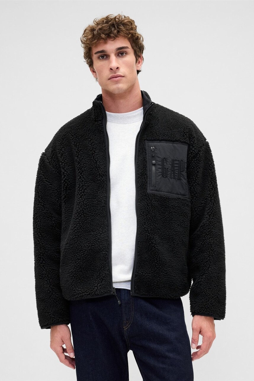 Canguro Con Cierre Polar Logo Gap Hombre True Black