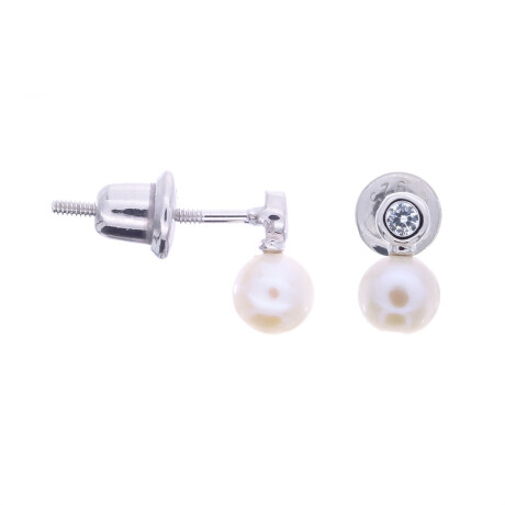 Par de caravanas de plata 925 con circonia y perla de río. Par de caravanas de plata 925 con circonia y perla de río.