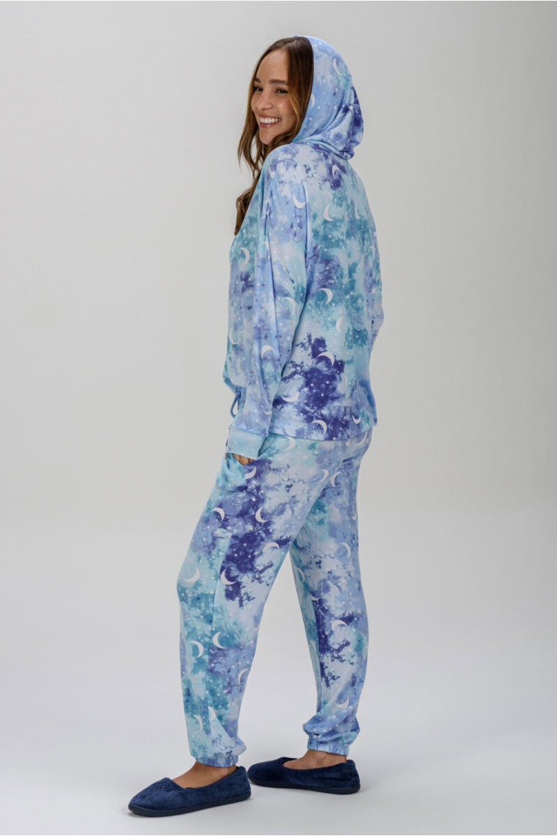 PIYAMA TALLE ESPECIAL ESTAMPADO CELESTE