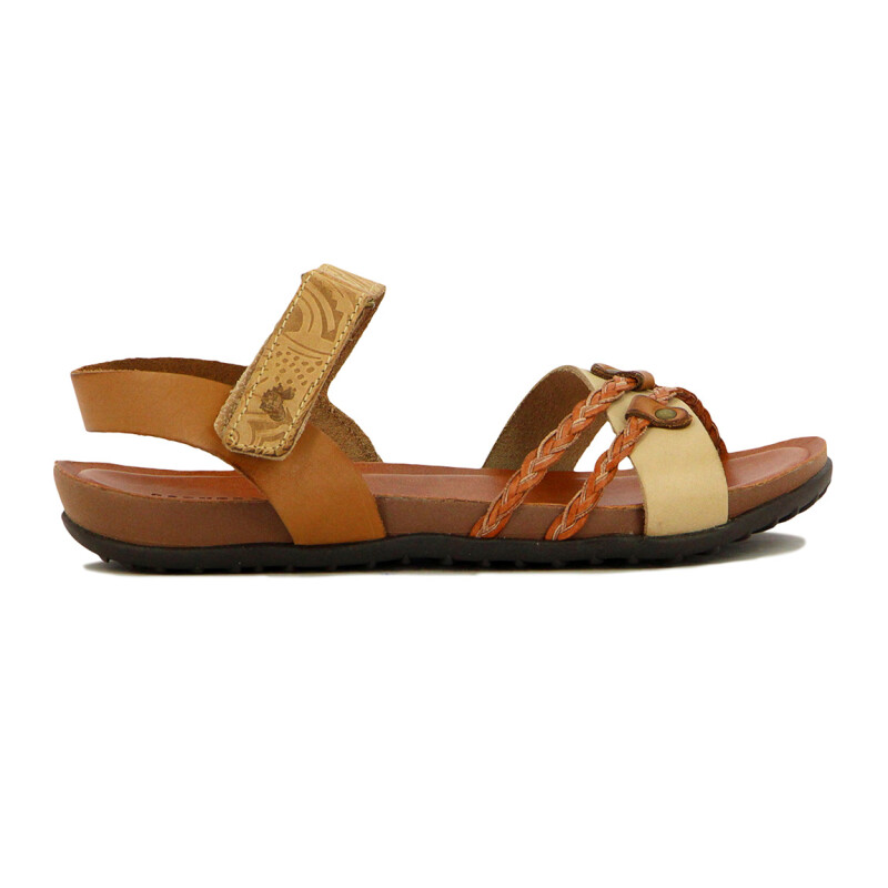 Country Sandalia Casual Cuerotiras Cruzadas Trenzada Crema-mix