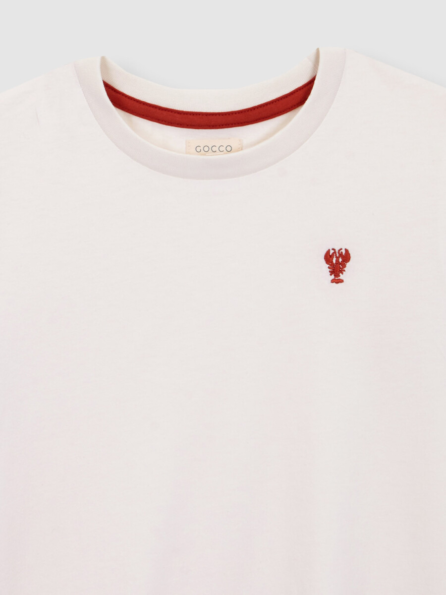 Camiseta Bordado Langosta Blanco