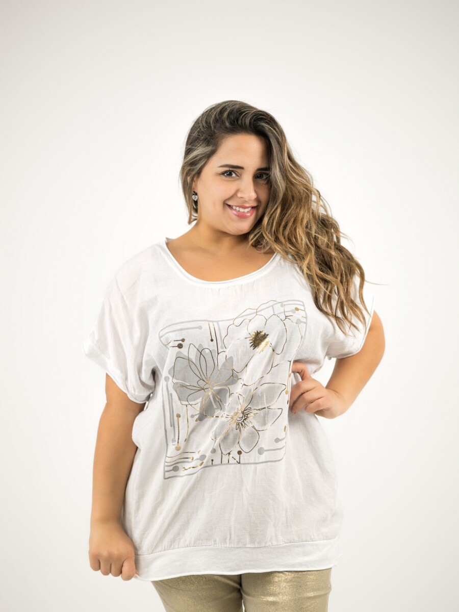 Blusa de algodón y lino Blanca