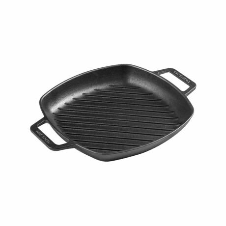 Plancha Hierro Curado Cuadrada Doble Asa Grill 25x25cm Ref.3 NEGRO