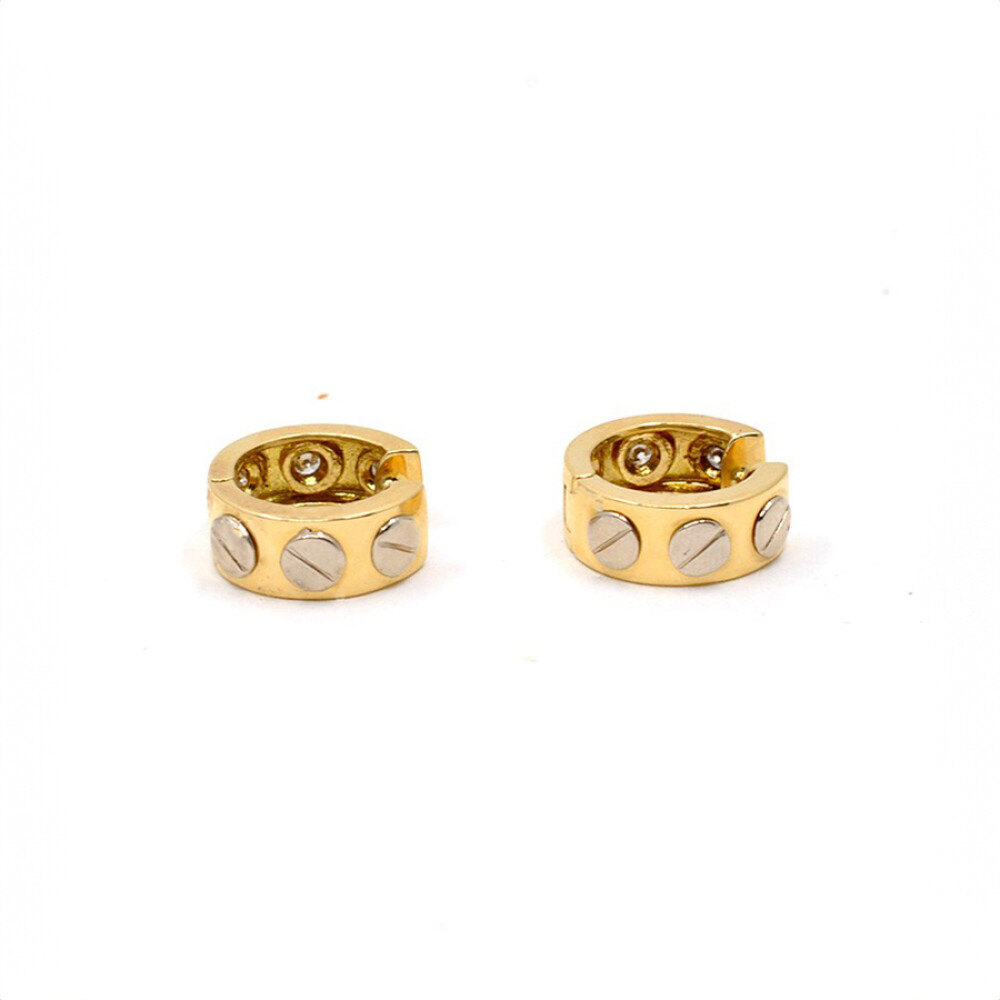 Aros En Oro 18K Combinado Y Brillantes Aros En Oro 18K Combinado Y Brillantes