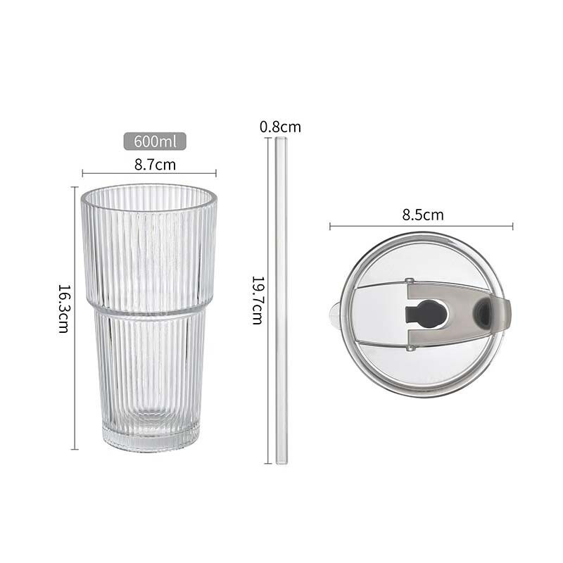 Vaso de vidrio con tapa y sorbito 600ml Vaso de vidrio con tapa y sorbito 600ml