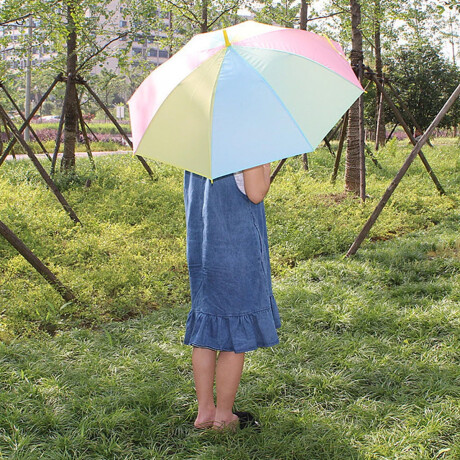 Paraguas Largo Infantil con Diseño Arco Iris para Lluvia Celeste