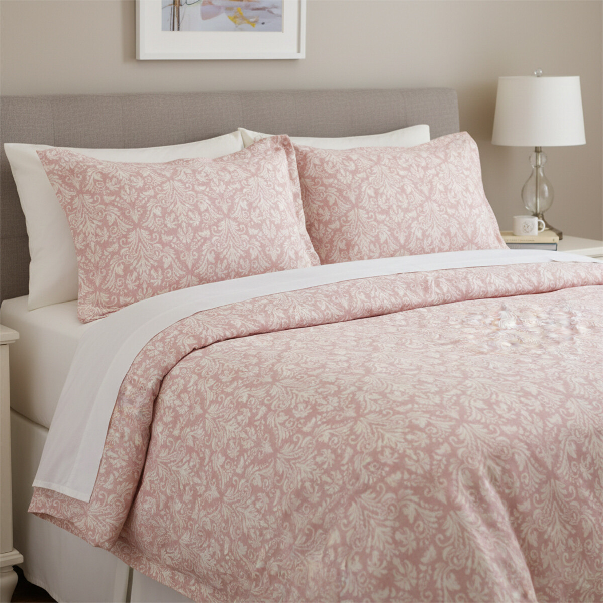 Juego Sábanas Queen Size Bukara 100% Microfibra - 255-1 ARABESCO ROSA 