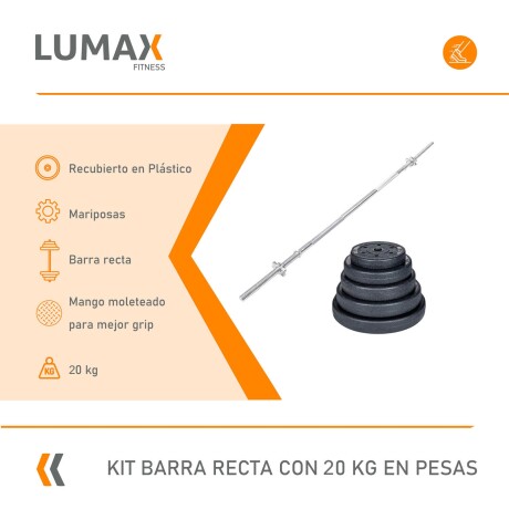 Kit fitness barra recta + 20 kgs 2x10 kg