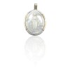 Dije Colgante Oval Virgen Milgrosa-Plata 925 y Oro-Con piedraa Nacar-CP5207 Conpiedra