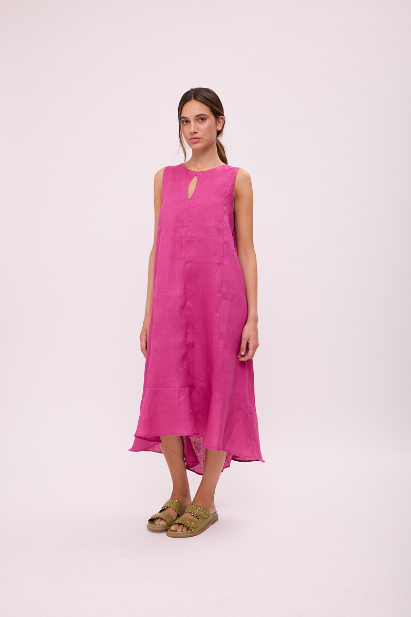 VESTIDO POLK LONG Fucsia