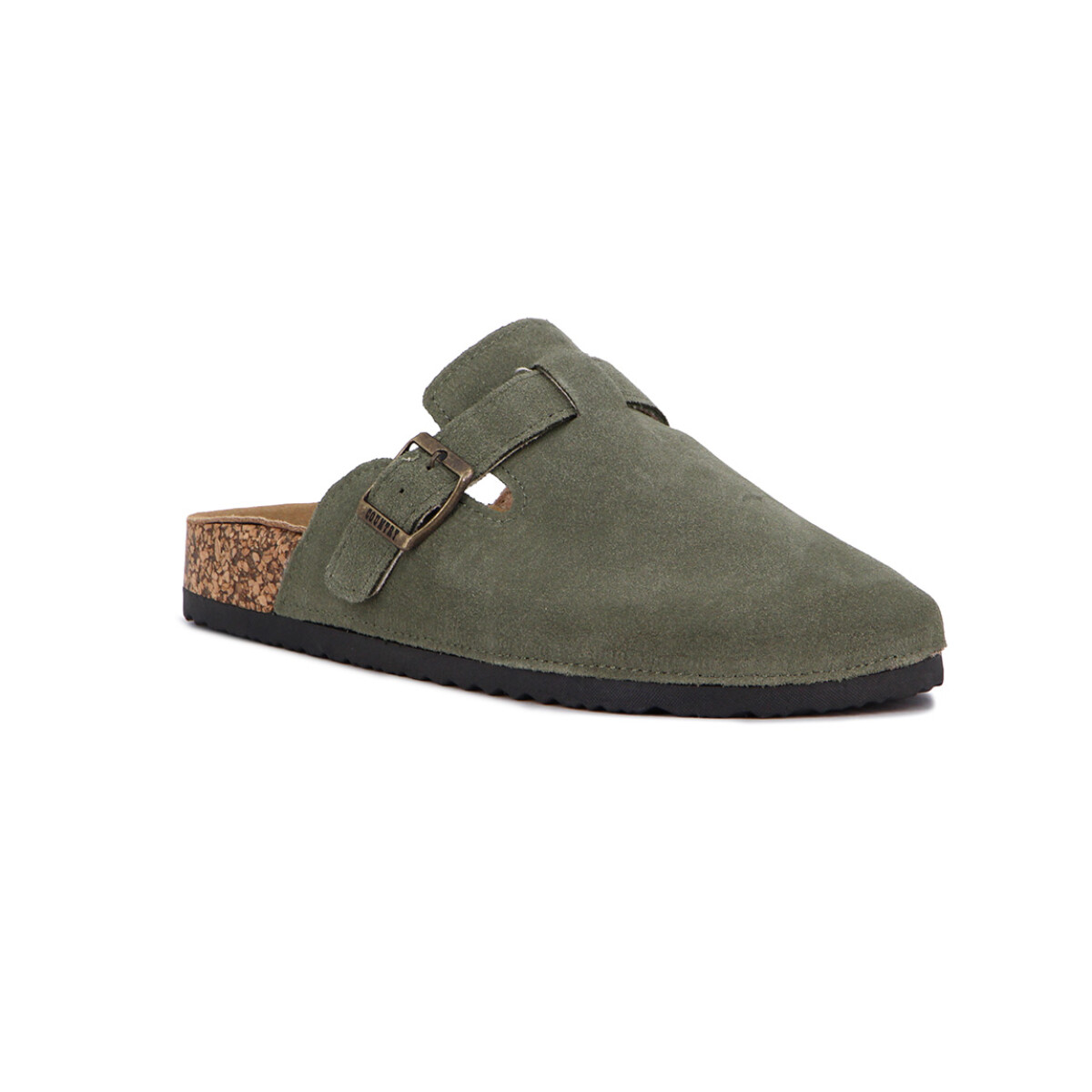 Zueco Country Cuero Mujer - Oliva 