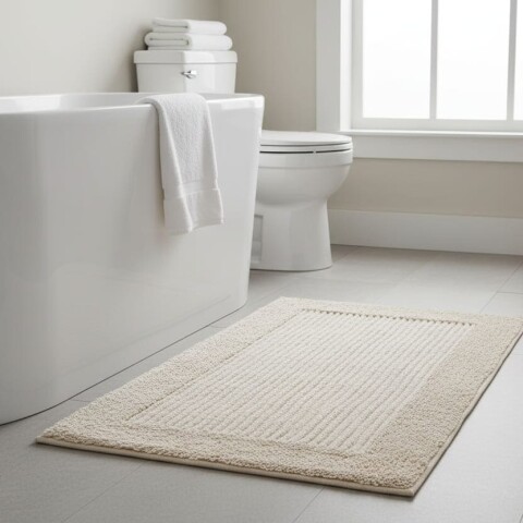 Alfombra de baño algodón 50x80cm beige
