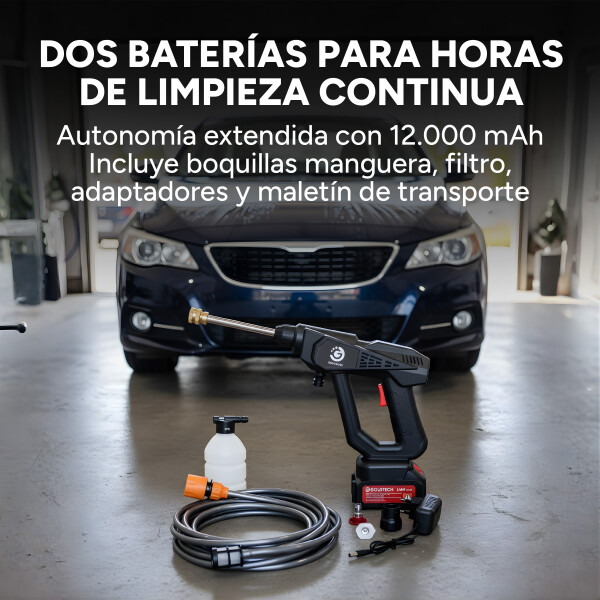 Pistola de Lavado Hidrolavadora Portátil Goldtech 2 Bat+Accs Color Negro