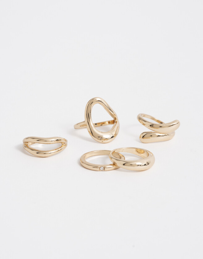 Sets Anillos Set De Anillos De Metal - Dorado