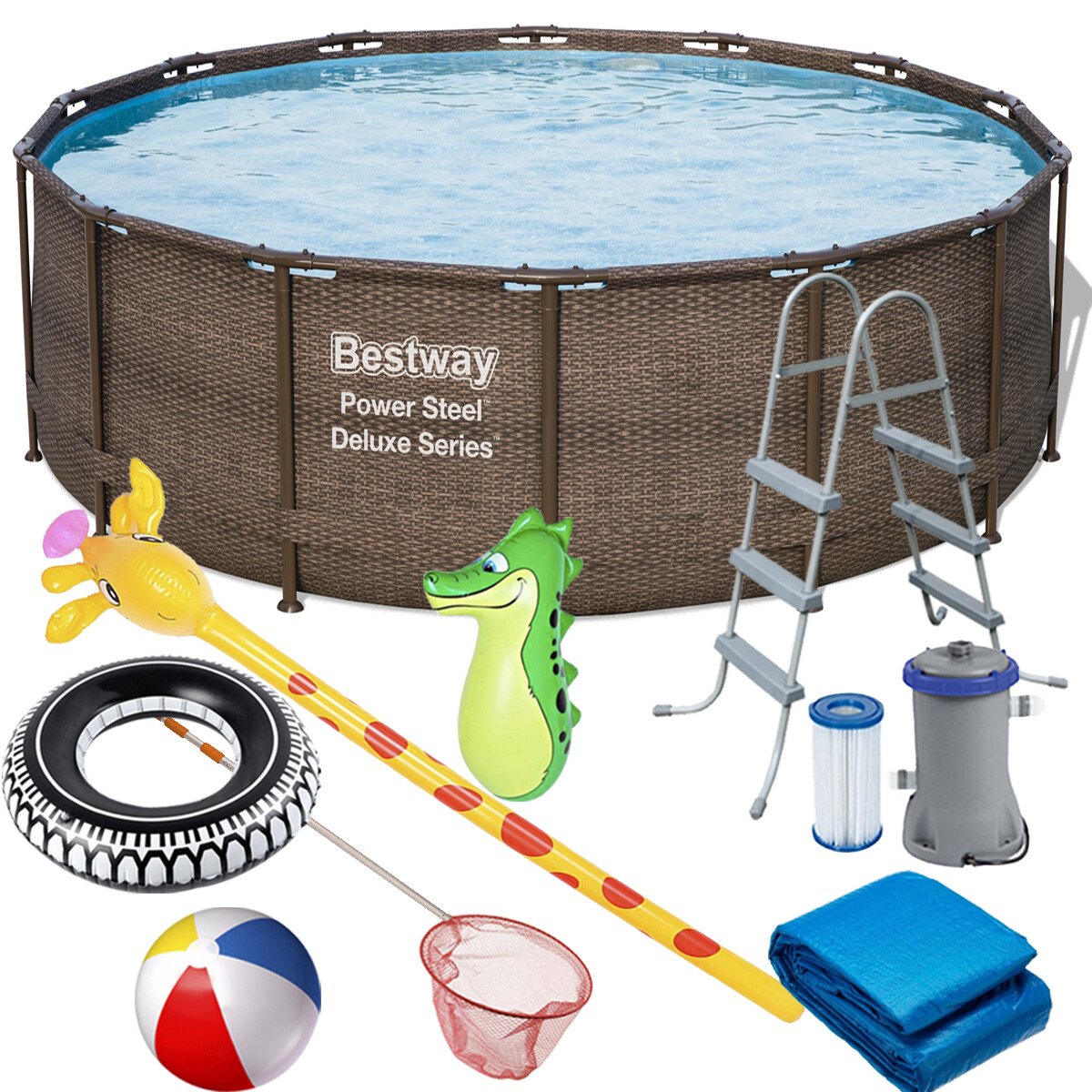 Piscina Bestway Rattan Deluxe 19480 L +bomba + Regalo - Rattan 