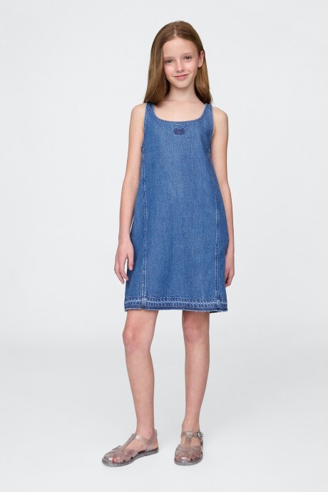 Vestido Jean Niña Medium Wash